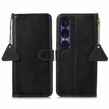 Sony Xperia 1 VII Skórzane Etui z Portfelem z RFID