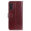 Etui z Portfelem z Funkcją Podpórki do Telefonu Sony Xperia 10 III, Xperia 10 III Lite - Brąz