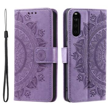 Sony Xperia 10 VI Etui z Portfelem z Serii Mandala - Fiolet