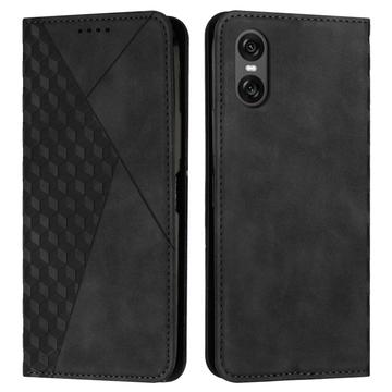 Sony Xperia 10 VI Etui portfelowe z wzorem rombów z magnetycznym zamknięciem