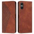 Sony Xperia 10 VI Etui portfelowe z wzorem rombów z magnetycznym zamknięciem - brązowy