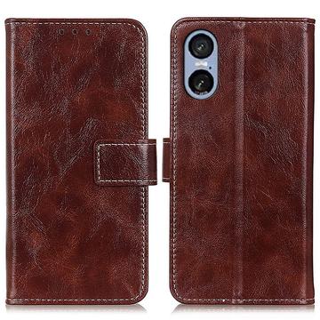 Etui Sony Xperia 5 VI Etui portfelowe z magnetycznym zamknięciem - brązowy