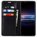Skórzane Etui-portfel z Podpórką do Sony Xperia Pro-I - Czarne