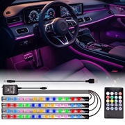 Aktywowana dźwiękiem wewnętrzna neonowa samochodowa taśma LED - 4 szt., 36 diod LED