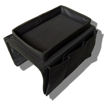 Oszczędzający miejsce organizer na podłokietnik sofy z wieloma kieszeniami - czarny