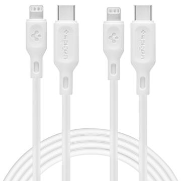 Kabel Spigen DuraSync MFi USB-C do Lightning - 2-pak, 100cm - biały