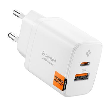 Spigen Essential EE202EU 2-portowa ładowarka ścienna 20W - biała