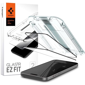 iPhone 15 Plus Full Cover Szkło Hartowane - 9H Spigen Glas.tR Ez Fit - 2 Szt. - Czarna Krawędź