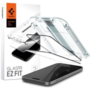iPhone 15 Pro Full Cover Szkło Hartowane - 9H Spigen Glas.tR Ez Fit - 2 Szt. - Czarna Krawędź