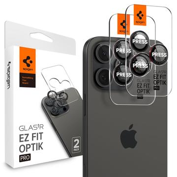 iPhone 16 Pro/16 Pro Max Szkło Hartowane w Obiektywie Spigen Glas.tR Ez Fit Optik Pro - Czerń / Czerwień
