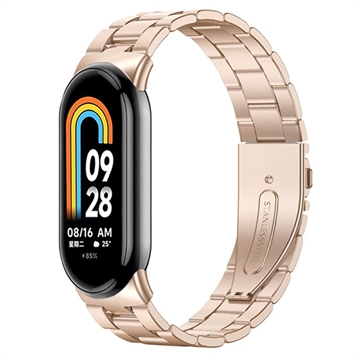 Bransoletka ze Stali Nierdzewnej do Zegarka Xiaomi Smart Band 8 - Różowe Złoto