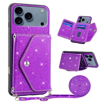 Etui iPhone 17 Pro Stardust z Miejscem na Kartę - Fiolet