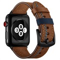 Apple Watch Series 7/SE/6/5/4/3/2/1 Skórzany Pasek Stitched - 41mm/40mm/38mm - Brąz