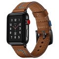Apple Watch Series 7/SE/6/5/4/3/2/1 Skórzany Pasek Stitched - 45mm/44mm/42mm - Brąz