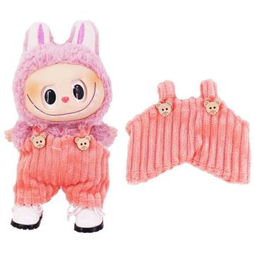Kombinezon w paski dla mini figurki Labubu 17cm - różowy