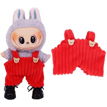 Kombinezon w paski dla mini figurki Labubu 17cm - czerwony