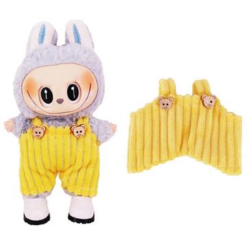 Kombinezon w paski dla mini figurki Labubu 17cm - żółty