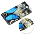 Etui z portfelem z serii Style do Samsung Galaxy A42 5G - Niebieski Motyl