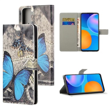 Etui z Portfelem z Serii Style do Samsung Galaxy S21 5G - Niebieski Motyl