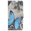 Etui z portfelem z serii Style do telefonu Samsung Galaxy A20e - Niebieski Motyl