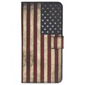Etui z portfelem z serii Style do telefonu Samsung Galaxy A20e - Flaga USA Vintage