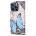 iPhone 13 Pro Max Pokrowiec-Portfel Style Series - Niebieski Motyl