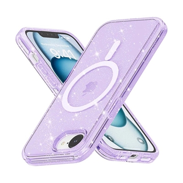 iPhone 16e Hybrydowe Etui Stylish Glitter Series - Zgodność z MagSafe - Fiolet
