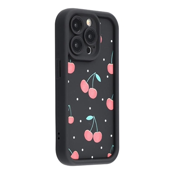 Stylowe, wstrząsoodporne etui TPU iPhone 12 Pro z podniesionymi krawędziami - czarny / czereśnie
