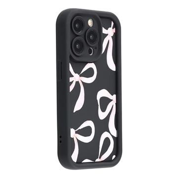 Stylowe, wstrząsoodporne etui TPU iPhone 12 Pro Max z podniesionymi krawędziami - czarny / duża kokarda