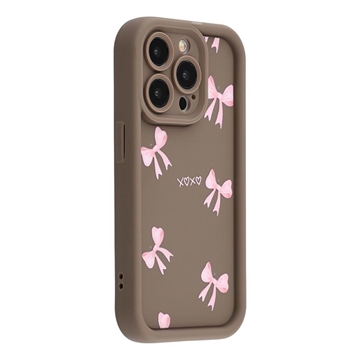Stylowe wstrząsoodporne etui TPU na iPhone 12 Pro Max z podniesionymi krawędziami - brązowe / kokardka
