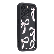 Stylowe, wstrząsoodporne etui TPU iPhone 15 Pro Max z podniesionymi krawędziami - czarny / duża kokarda