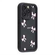 Stylowe wstrząsoodporne etui TPU iPhone 15 Pro Max z podniesionymi krawędziami - czarny / kokardka