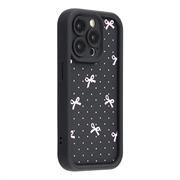 Stylowe, wstrząsoodporne etui TPU iPhone 15 Pro Max z podniesionymi krawędziami - czarne / kokarda w kropki