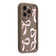 Stylowe, wstrząsoodporne etui TPU iPhone 15 Pro Max z podniesionymi krawędziami - brązowe / duża kokarda