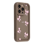Stylowe wstrząsoodporne etui TPU na iPhone 15 Pro Max z podniesionymi krawędziami - brązowe / kokardka