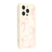 Stylowe, wstrząsoodporne etui TPU iPhone 15 Pro Max z podniesionymi krawędziami - biały / duża kokarda
