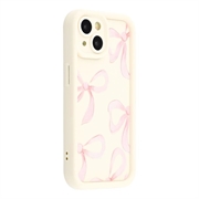 Stylowe, wstrząsoodporne etui TPU iPhone 15 z podniesionymi krawędziami - biały / duża kokarda