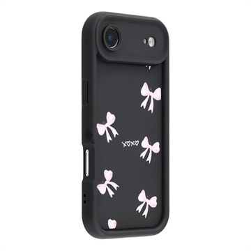 Stylowe wstrząsoodporne etui TPU iPhone Air z podniesionymi krawędziami - czarny / kokardka