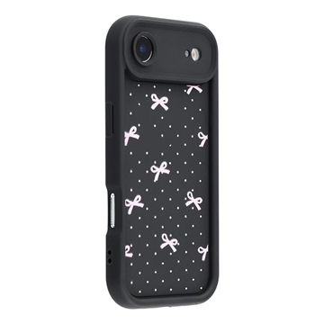 Stylowe, wstrząsoodporne etui TPU iPhone Air z podniesionymi krawędziami - czarne / kokarda w kropki