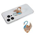 Swan Glitter Bling Uchwyt pierścieniowy na telefon Uchwyt na telefon Rhinestone Stojak na palec Podpórka Metalowy uchwyt tylny - Baby Blue