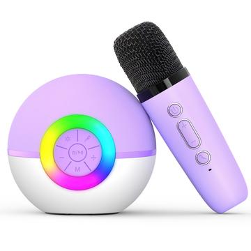 Mikrofon do karaoke dla dzieci T97 z głośnikiem Bluetooth i subwooferem - fioletowy