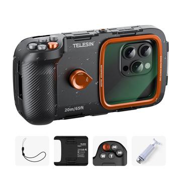 Uniwersalne etui do nurkowania TELESIN dla smartfonów z przyciskami Bluetooth - czarne