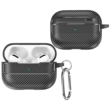Etui z TPU z Karabińczykiem do AirPods Pro 3 - Włókno Węglowe - Czarne