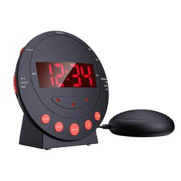 Głośny budzik wibracyjny TS-BC600 z wyświetlaczem 12/24H dla osób niesłyszących i seniorów - czarny
