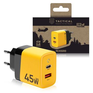 Ładowarka sieciowa Tactical Microgrid GaN 45W - PD3.0 USB-C, QC3.0 USB-A - Żółta