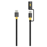 Kabel Tactical Stinger USB-C / USB-C z zatrzaskową latarką - 60W, 1.5m - czarny