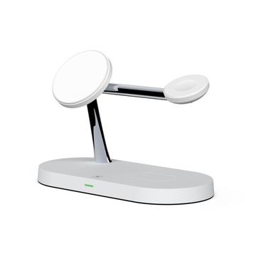 Tech-Protect A12 3-w-1 MagSafe Wireless Charger 15W z wbudowaną lampką LED (Otwarte Opakowanie B) - biała