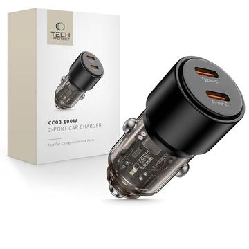 Ładowarka samochodowa Tech-Protect CC03 100W Dual USB-C - czarna