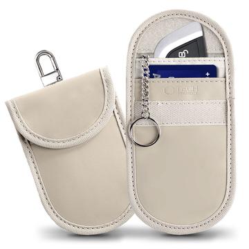 Tech-Protect KLR100 Etui na kluczyk samochodowy z blokadą RFID i uchwytem na kartę - Kawa latte