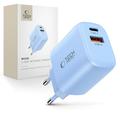 Dwuportowa ładowarka Tech-Protect NCA30 - 30W USB-C PD i 18W USB-A QC3.0 - Lazurowy